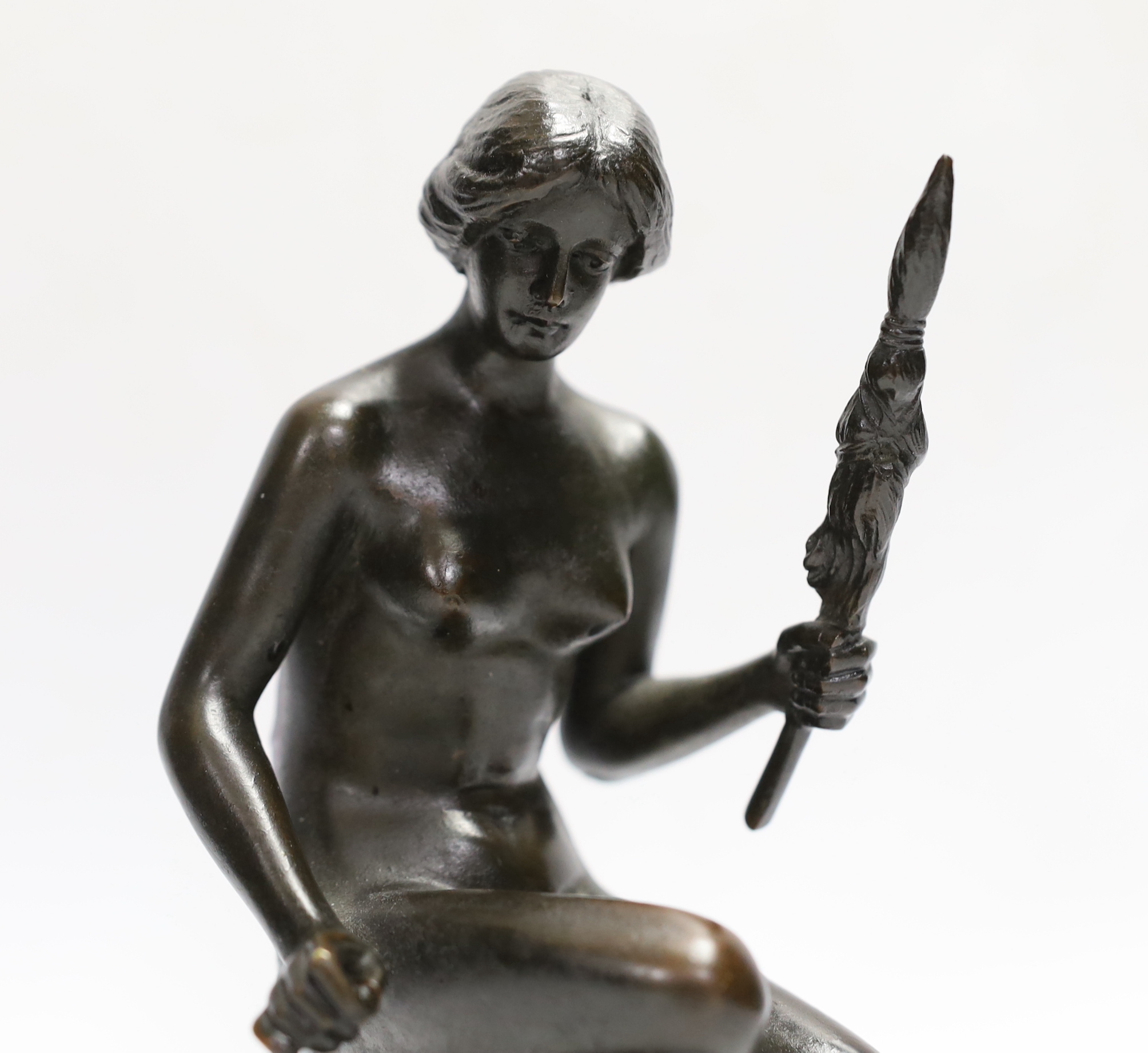 Spiro Schwalenberg (1898-1922), a bronze female figure of a spinner, 19cm